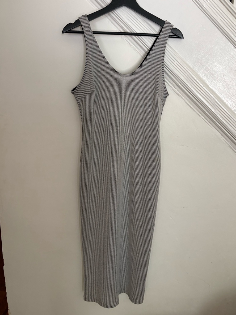 Lush Sleeveless Rib Knit Dress - Gray